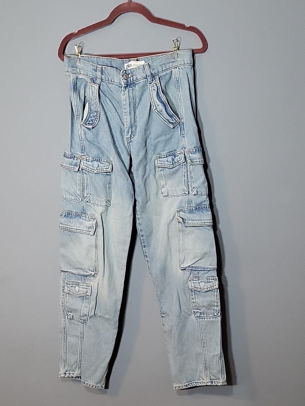 Zara Size 6 Baggy Carpenter Jeans 90s Y2k Utility Denim